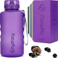 Hydracy Water Bottle with Time Marker -Large Half Gallon 64 oz BPA Free Bottle & No Sweat Sleeve -Leak Proof Gym Bottle with Fruit Infuser Strainer & Times to Drink -Ideal Gift for Sports & Outdoors