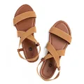 Rekayla Flat Elastic Sandals for Women, Brown, 10