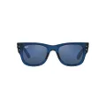 Ray-Ban RB0840sf Mega Wayfarer Low Bridge Fit Square Sunglasses, Transparent Dark Blue/Grey Mirrored Blue, 52 mm