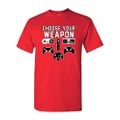 City Shirts Mens Choose Your Weapon Gamer Funny DT Adult T-Shirt Tee L Red (Large, Red)