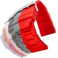 Alpine Sporty Silicone Watch Band 26, 28, 30 mm | Waterproof Silicone Watch Strap in Black, Blue, White, Red, Orange, Grey Colors, RED, 30MM, Traditional