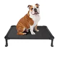 Veehoo Chew Proof Elevated Dog Bed - Cooling Raised Pet Cot - Rustless Aluminum Frame and Durable Textilene Mesh, Unique Designed No-Slip Feet for Indoor or Outdoor Use, Black, Medium, CWC2002