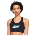 Nike Women's Dri-Fit Swoosh Sports Bra (as1, Alpha, s, Regular, Regular, Black/DK SMK Grey)