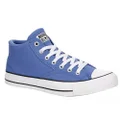 Converse Unisex Chuck Taylor All Star Malden Street Mid High Canvas Sneaker - Lace up Closure Style - Ancestral Blue/White/Black 10.5