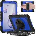 Timecity Case Compatible with Samsung Galaxy Tab A 8.4 Inch 2020/ SM-T307, with Built-in Screen Protector&360 Degree Rotatable Kickstand&Hand Strap&Shoulder Strap Case for Tab A 8.4" -Dark Blue