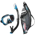 TUSA Sport Adult Serene Mask and Snorkel Combo, Black/Fishtail Blue,UC-1625PQB-FB