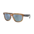 Ray-Ban Rbr0501s Boyfriend Reverse Square Sunglasses, Transparent Caramel Brown/Dark Grey Mirrored Turquoise, 56 mm