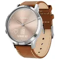 Garmin vivomove HR, Hybrid Smartwatch for Men and Women, Silver with Tan Italian Leather