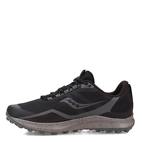 Saucony Men's Peregrine 12 Trail Running Shoe, Black/Charcoal, 11