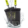 Pelican 2 Pack Marine Series - IP68 Waterproof Floating Protection Phone Pouch/Case (Regular Size) For iPhone 14 Pro Max, 14 Plus, 13, 12 - Detachable Lanyard, Universal Compatibility - Black/Yellow