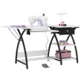 Sew Ready Comet Plus Hobby Storage Drawer + Shelves Sewing Table, 56.75" W x 23.5" D x 30" H, Black/White