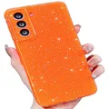 MINSCOSE Compatible with Samsung Galaxy S21 Plus 5G Case,Cute Bling Glitter Thin Slim Shockproof TPU Sparkly Cover for Women Girl for Galaxy S21 Plus 6.7 INCH-Orange