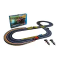 Scalextric American Police Chase AMC Javelin vs Dodge Challenger Police Car 1:32 Slot Car Race Track Set C1405T, Red & Blue