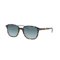 Ray-Ban Rb2193 Leonard Square Sunglasses, Havana on Light Blue/Blue Gradient Grey, 51 mm