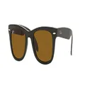 Ray-Ban RB4105 Folding Wayfarer Square Sunglasses, Military Green/Brown, 50 mm