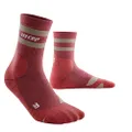CEP Men's Crew Cut Light Merino Wool Hiking Socks - Lightweight Ankle Outdoor Compression Socks, Berry/Sand, 3