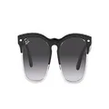 Ray-Ban RB4487 Steve Square Sunglasses, Black on Transparent/Grey Gradient Blue, 54 mm