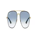 Ray-Ban Women's Rb3683 Square Sunglasses, Black on Gold/Clear Gradient Blue, 59 mm