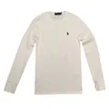 POLO RALPH LAUREN Men Waffle Knit Thermal Crew Shirt Blouse (M, White)