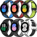 6 PACK Sport Bands Compatible with Samsung Galaxy Watch 5 Band/Galaxy Watch 4 Band 40mm 44m/Galaxy Watch 5 Pro Band 45mm/Galaxy Watch 4 Classic Band, 20mm Soft Silicone Comfy Bands for Women & Men