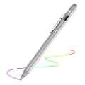 2-in-1 Active Stylus Digital Pen with 1.5mm Ultra Fine Tip for iPad iPhone Samsung Tablets, Work on Touchscreen Phones and Tablets,Good at Drawing and Writing, Grey