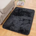 Ophanie Small Black Throw Rugs for Bedroom, 2x3 Mini Area Rug, Affordable Non Slip Fluffy Carpet, Fuzzy Soft Living Room Rugs, Home Decor Aesthetic, Nursery