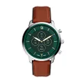 Fossil Men's Neutra Hybrid Smartwatch HR with Always-On Readout Display, Heart Rate, Activity Tracking, Smartphone Notifications, Message Previews, Silver/Green, Brown, Modern