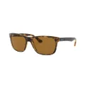 Ray-Ban Men's RB4181 Square Sunglasses, Light Havana/Polarized Brown, 57 mm