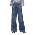 PLNOTME Women's High Waisted Wide Leg Jeans Baggy Mom Casual Denim Pants, Wash Blue, 14