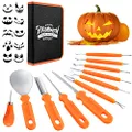 Halloween Pumpkin Carving Kit - 22 Pcs Stainless Steel Pumpkin Carving Knife Sets with Stencils & Storage Bucket for Halloween
