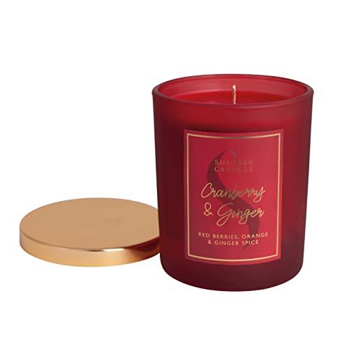 Shearer Candles Cranberry & Ginger Scented Jar Candle with Gold Lid, Red, 7 x 7 x 8.4 cm