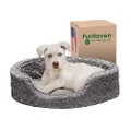 Furhaven Pet Dog Bed - Round Oval Cuddler Ultra Plush Faux Fur Nest Lounger Pet Bed for Dogs and Cats, Gray, Small