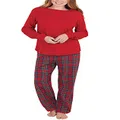 PajamaGram Women Pajamas Set Plaid - Womens Flannel Pajamas Sets, Red, L, 12-14
