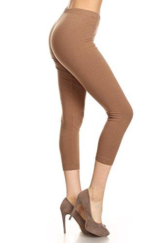 Leggings Depot NCL27-Mocha-Large Solid Capri Yoga Pants