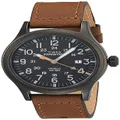 Timex Men's TW4B12500 Expedition Scout 40mm Brown/Black Leather Strap Watch, Brown/Black, 40mm