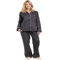 Cotton Flannel Pajamas Women, 2Pc Pajama Set for Women - Dots Diva GY-PK - M