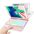 ONHI 360 Rotatable 7 Colors Back-lit Wireless Keyboard Case for iPad 8th Gen (10.2", 2020),iPad 7th Gen, Air 3, Pro 10.5,F102AS (Rose Gold)