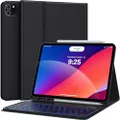 CHESONA Keyboard for iPad Pro 12.9 2022 6th Generation, iPad Pro 12.9 Case with Keyboard 5th/4th/3rd Gen - 7 Colors Backlit - Detachable - Pencil Holder - Stand Cover -iPad Pro 12.9 Keyboard, Black