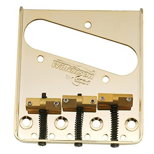 Wilkinson WTB Brass Compensated 3-Saddles Telecaster Bridge for Tele Eelectric Guitar, Gold