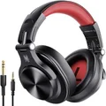 OneOdio Bluetooth Over Ear Headphones, Studio Headphones with Shareport, Foldable, Wired and Wireless Professional Monitor Recording Headphones with Stereo Sound for Electric Drum Piano Guitar Amp Red