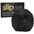 SLIP Silk Turban, Black, One Size (21”- 28”) - Double-Lined Pure Mulberry Silk 22 Momme Hair Turban - Hair-Friendly, Lightweight and Multipurpose Head Wrap + Sleeping Cap for Curly + Thick Hair Types