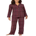 Pajamagram Women Flannel Pajama Set - Women Pajamas Set, Burgundy, L