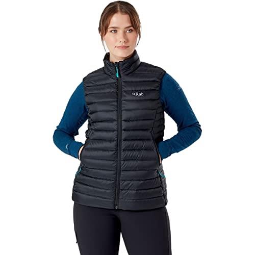 Rab Women's Microlight Down Insulated Lightweight Vest for Hiking and Skiing, Black, Medium