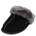 UGG 1106872 SCUFFETTE II Women's GOAT Slippers, BLACK/BLK Black, 26.0 cm