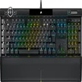Corsair K100 RGB Optical-Mechanical Gaming Keyboard (CORSAIR OPX Keyswitches: Hyper-fast & Linear, Leatherette Palm Rest, PBT Double-Shot Keycaps, Elgato Stream Deck Integration) QWERTY, Black