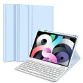 Fintie Keyboard Case for iPad Air 5th Generation (2022) / iPad Air 4th Gen (2020) 10.9 Inch with Pencil Holder - Soft TPU Back Cover with Magnetically Detachable Bluetooth Keyboard, Sky Blue (cpan)