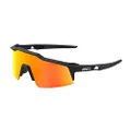 100% Speedcraft XS Sport Performance Sunglasses - Sport and Cycling Eyewear (SOFT TACT BLACK - HiPER Red Multilayer Mirror)