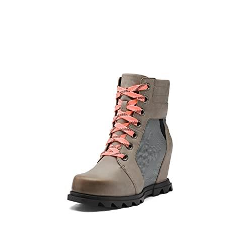 SOREL Women's Joan of Arctic Wedge III Lexie Boot — Quarry, Black — Waterproof Leather Wedge Boots — Size 11
