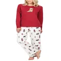 PajamaGram Flannel Pajamas Women - PJ Set Women, Novelty Christmas, Ivory, Large Petite