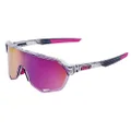 100% S2 Sport Performance Cycling Sunglasses (Polished Translucent Grey - Purple Multilayer Mirror Lens)
